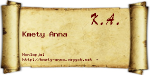 Kmety Anna névjegykártya